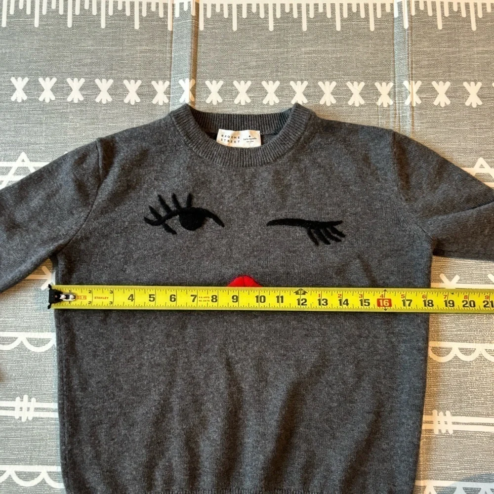 Kate Spade Broome Street Winking Eye Gray Sweater‎ Womens Size XS